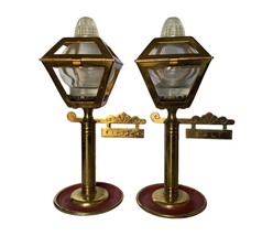 Vintage Brass Enamel Street Lamp Post Salt and Pepper Shakers Brass 1960s - $28.04