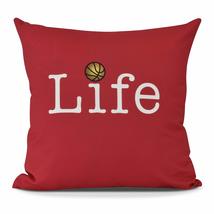 26&quot;x26&quot; Red Life Basketball Print Large Throw Pillow Sports Themed Cushi... - $69.29