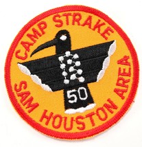 Vintage 50 Year Camp Strake Sam Houston Red Boy Scouts America BSA Camp Patch - £9.17 GBP