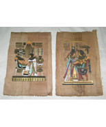VINTAGE PAIR EGYPTIAN WATERCOLOR AND INK DRAWINGS ON PAPYRUS-DEITIES+HIE... - €12,69 EUR