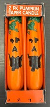 New Old Stock Vintage Halloween Pumpkin Taper Candles Pair 9&quot; - Free Shi... - $14.01