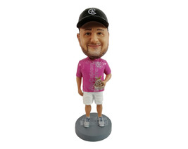 Custom Bobblehead Nice Man holding a trophy and wearing polo shirt, shorts and r - £70.92 GBP