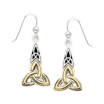 Jewelry Trends Celtic Trinity Knot Sterling Silver Dangle Earrings Gold-... - $62.09