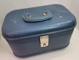 VTG Retro MCM Blue Travel Hard Case Cosmetic Luggage Mid Century Antique... - £19.02 GBP