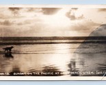 RPPC Sunset on the Waves Long Beach Washington WA 1933 Postcard UNP Q9 - $2.92