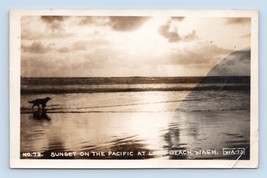 RPPC Sunset on the Waves Long Beach Washington WA 1933 Postcard UNP Q9 - £2.29 GBP