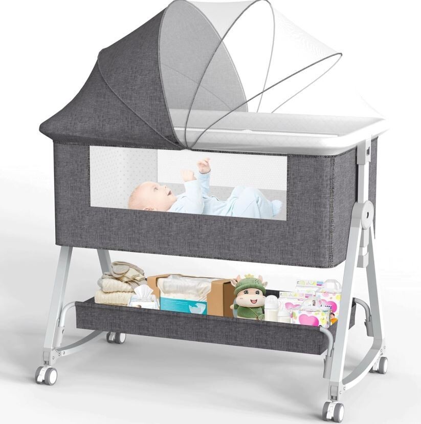 G TALECO GEAR Baby Bassinet Bedside Sleeper, Height Adjustment, Gray (Br... - $111.15