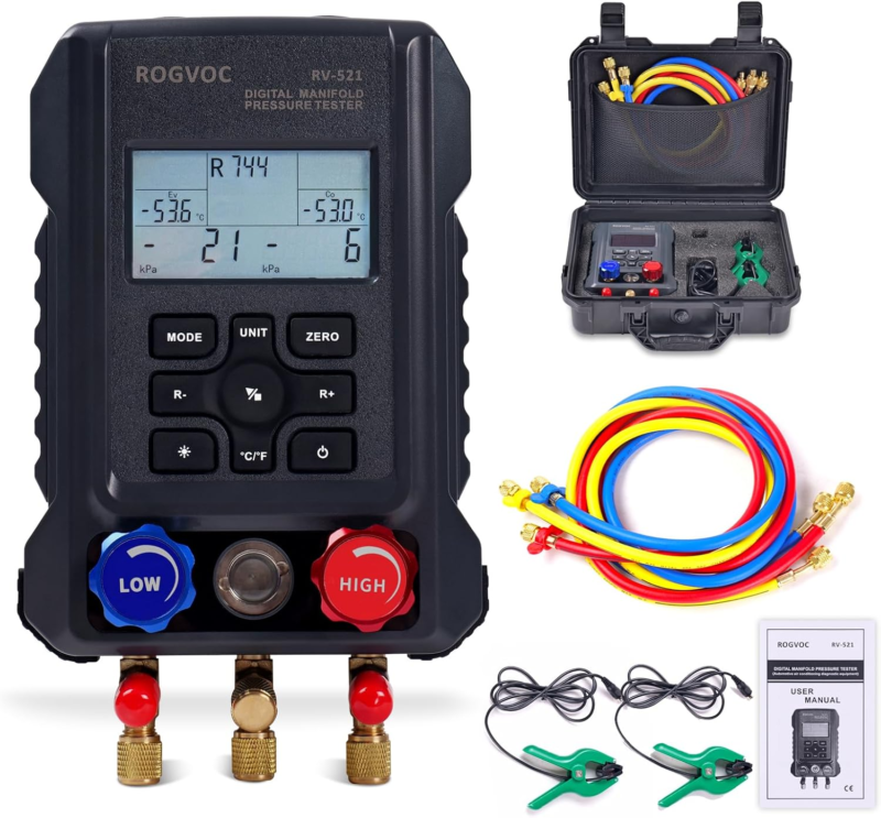 Digital Manifold Gauge, HVAC Refrigerants Digital AC Gauges Set with 2 T... - $219.06