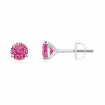 Natural Pink Sapphire Solitaire Stud Earrings For Women in 14K Gold (AAA, 5MM) - £1,021.06 GBP