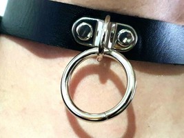 Choker Collar Single O Ring Neck Pendant BDSM Leather Collar Strap Kink Sex Fun - £5.71 GBP
