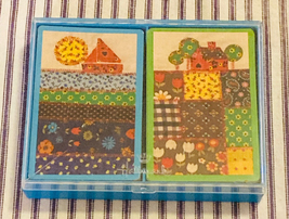 Vintage Hallmark bridge playing cards Quilt design two decks in plastic box case - $12.00