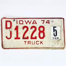 1974 United States Iowa 5 Ton Truck License Plate DJ 1228 - £14.89 GBP