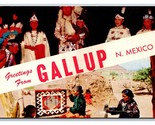 Dual View Banner Greetings Gallup New Mexico NM UNP Chrome Postcard O18 - $4.04