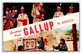 Dual View Banner Greetings Gallup New Mexico NM UNP Chrome Postcard O18 - £3.16 GBP