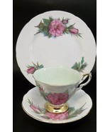 Paragon Tea Cup Saucer Set England Pink Carnations Trio Luncheon Plate P... - £21.70 GBP