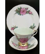 Paragon Tea Cup Saucer Set England Pink Carnations Trio Luncheon Plate P... - £18.81 GBP