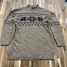 Vintage Women’s Eddie Bauer Wool Silk Blend Reindeer Sweater Size Large Petite - £13.66 GBP