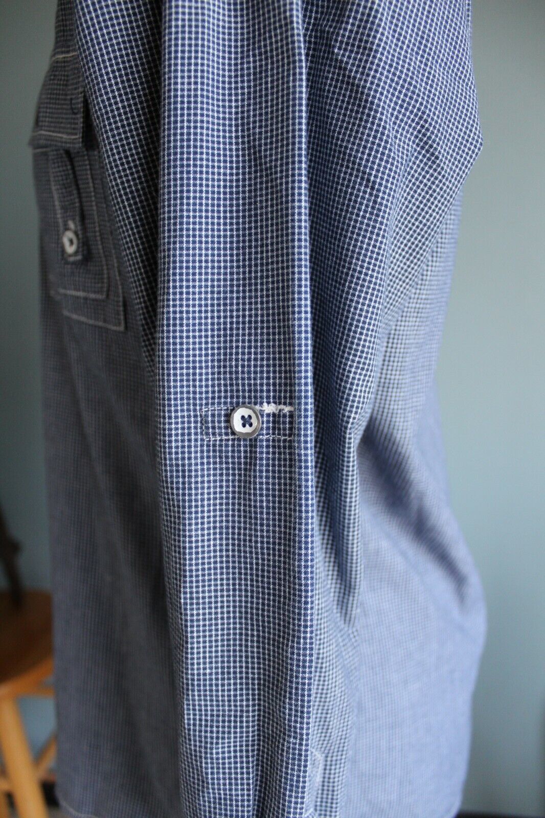 Men's Company 81 Blue/White Check Long Sleeve Button Up Shirt ~L~ Fits Like (M) Item image 6