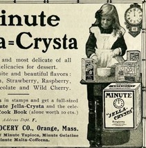 1904 Minute Jella Crysta Gelatin Dessert Advertisement Ephemera 4.75 x 3... - $380.59 MXN