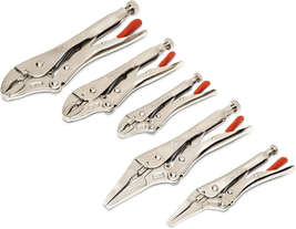 5 Pc Curved &amp; Long Nose Locking Plier Set | Heavy-Duty Vise Grip Tools C... - €34,87 EUR
