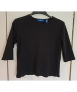Womens Petites PM Karen Scott Sport Black Round Neck 3/4 Sleeve T-Shirt ... - £14.73 GBP