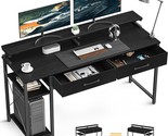 Computer Desk With Drawers, 55 Inch Home Office Desk With Storage &amp; Shel... - £159.32 GBP