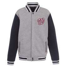 MLB Washington Nationals Reversible Full Snap Fleece Jacket Front logos JH Desig - $119.99