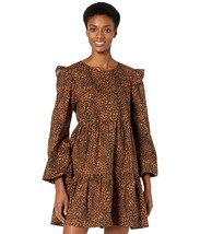 WAYF Womens Velma Animal Print Ruffle Babydoll Dress - £37.78 GBP