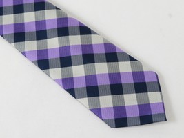 Men's Michael Kors Tie Classic Woven Silky Feel #MK-1 Lavender Checker image 4