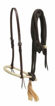 Western Horse Rawhide Bosal Hackamore Headstall w/ 21&#39; Nylon Yacht Rope Mecate - $58.63