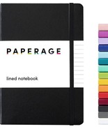 New PAPERAGE Lined NOTEBOOK 160 Page 5.7&quot; x 8&quot; Black Vegan Leather Cover... - £10.11 GBP