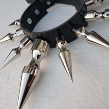Handmade Giant Spike Black Rubber Choker Collar ,Gothic Extreme Spikes, Punk - £197.51 GBP