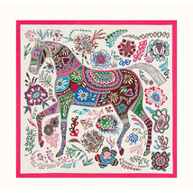 Hermes Shawl En Attendant Ulysse 140 cm Cashmere silk scarf horse pink stole 012 - £1,203.11 GBP