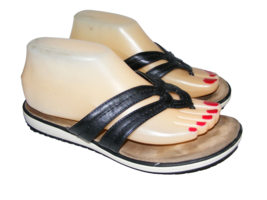 Cloudwalkers Tina Women Size 7 W Black Leather Flip Flop Thong Sandals S... - £18.59 GBP