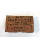 Vintage Box of Graffco MapTacks Medium Map Pin Tacks M 2 RED  PARTIAL BOX - $9.00