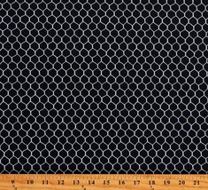 Cotton Chicken Coop Wire Farm Fresh Black Fabric Print by the Yard D370.73 - £10.34 GBP