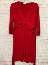 New York &amp; Co Womens Medium Knee Length Dress Red Knotted Front Tie Back... - $14.32