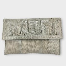 MARYANN ROSENFELD Vintage 1980s Gray/Tan Snakeskin Purse Clutch or Shoul... - $37.74