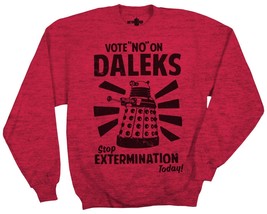 Doctor Who Vote No On Daleks Red, Adult Sweat Shirt Size X-LARGE New Unworn - £23.84 GBP