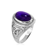 Sterling Silver Celtic Band Purple Amethyst Cabochon February Birthstone... - $1,700.46 MXN