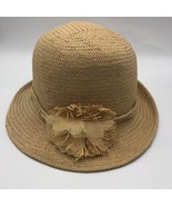 Vintage 90s Betmar New York Women&#39;s Straw Bucket Hat with Side Flower - £23.33 GBP