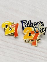 Set Of 2 Fathers Day 2&amp;7 News 1989 Calgary Channel TV Media Enamel Hat Lapel Pin - £5.53 GBP