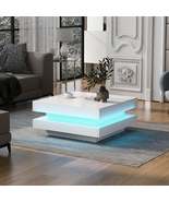 High Gloss Minimalist Design Coffee Table W/Plug-in 16-Color LED Lights ... - £284.85 GBP