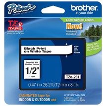 Genuine Brother 1/2&quot; (12Mm) Black On White Tze P-Touch Tape For Brother ... - $33.99