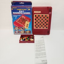 Vintage Pressman 6 in 1 Travel Magnetic Games to Go 1994 Chess Backgammon - £7.92 GBP