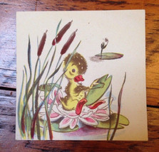 Vintage 1946 Brownie Baby Fuzzy Yellow Duck Duckling in Pond Blank Greet... - £19.54 GBP