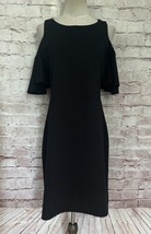 Libby Edelman Dress Women M Black Knee Length Cold Shoulder Bodycon Knit - £30.81 GBP