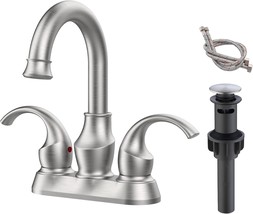 2-Handle Brushed Nickel Bathroom Faucet With 360-Degree Rotating Spout,, Np - £56.43 GBP