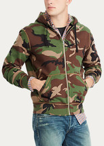 Polo Ralph Lauren Camo Double Knit Fleece Hoodie Jacket Green Brown Black Army - £62.93 GBP