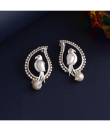 925 Sterling Silver Parrot Chandbali Pearl Earrings for Women &amp; Girls - £129.84 GBP